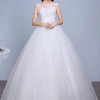 A-Line Floor-Length Bridal Gown with Rhinestones Beaded Flowers Sequins Lace