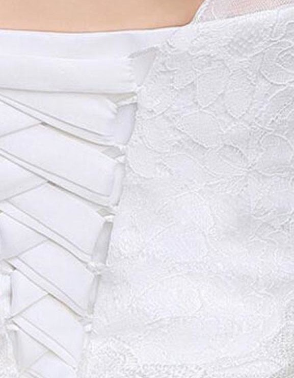 A-Line Floor-Length Bridal Gown with Rhinestones Beaded Flowers Sequins Lace