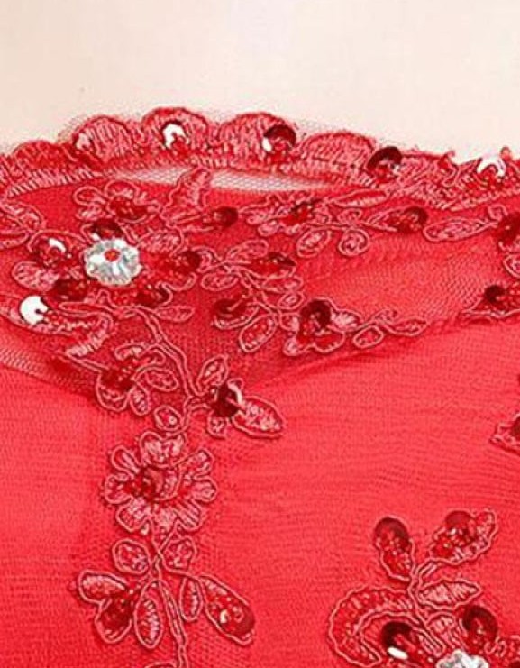 A-Line Bateau Half-Sleeve Sequined Lace-Up Floor-Length Wedding Dress