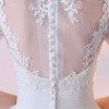 A-Line Jewel Neck Tea-Length Bridal Dress with Lace Flowers Buttons