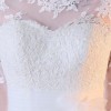 A-Line Jewel Neck Tea-Length Bridal Dress with Lace Flowers Buttons