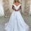 A-line Off-the-Shoulder Satin Wedding Dress with Ruffles Sweep Train