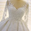 3D Lace Appliques Long Sleeve Ball Gown Tulle Wedding Dress
