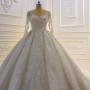 3D Lace Appliques Long Sleeve Ball Gown Tulle Wedding Dress
