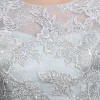 A-Line Jewel Neck Tulle Half-Sleeve Floor-Length Lace Bridal Gown