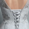 A-Line Jewel Neck Tulle Half-Sleeve Floor-Length Lace Bridal Gown