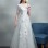 A-Line Jewel Neck Tulle Half-Sleeve Floor-Length Lace Bridal Gown