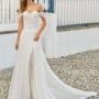 A-Line Floor-Length Sleeveless Beaded Sweetheart Tulle Bridal Gown with Train